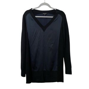 Rag & Bone Women's Vivienne Navy Black V-Neck Slip On Tunic Top